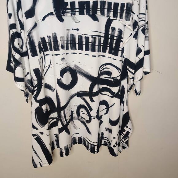 by JJ Tunic Black White Abstract Geometric Sleeveless Overlay - Picture 3 of 12